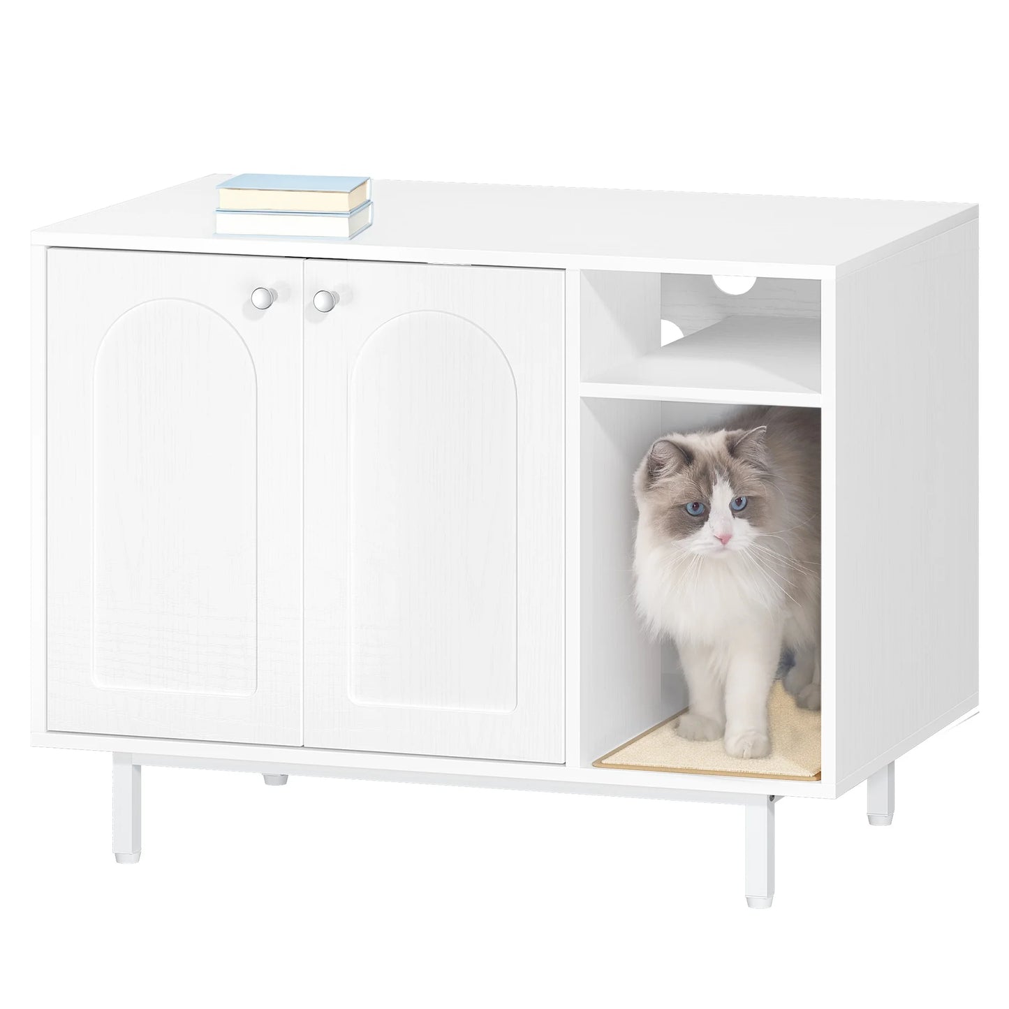 Cat Litter Box Enclosure, Hidden Litter Box Furniture, Wooden Pet House Side End Table, Fit Most Cat and Litter Box