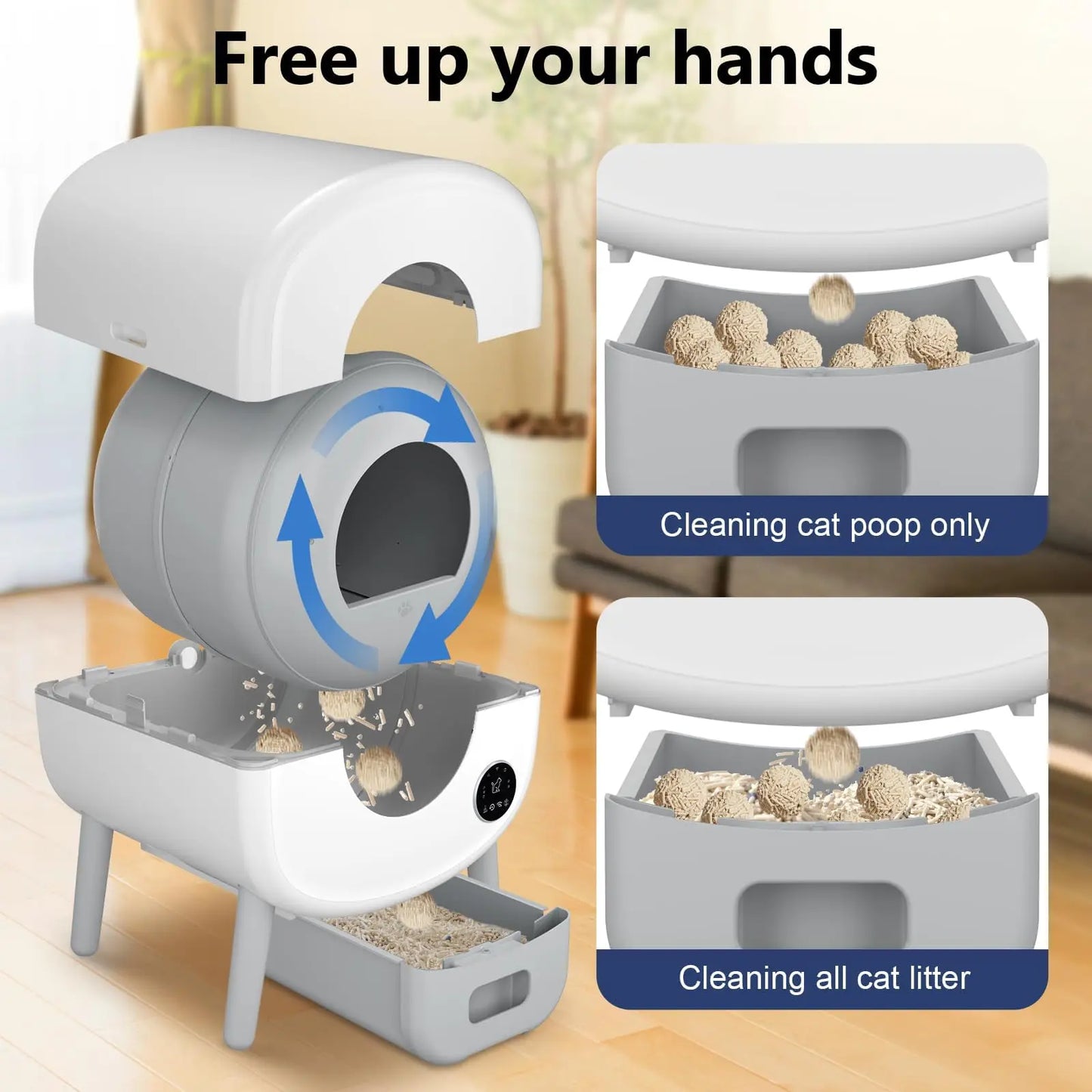 Smart Self Cleaning Cat Litter Box, Large Capacity Automatic Cat Litter Box with App Control & Safety Protection for Multi