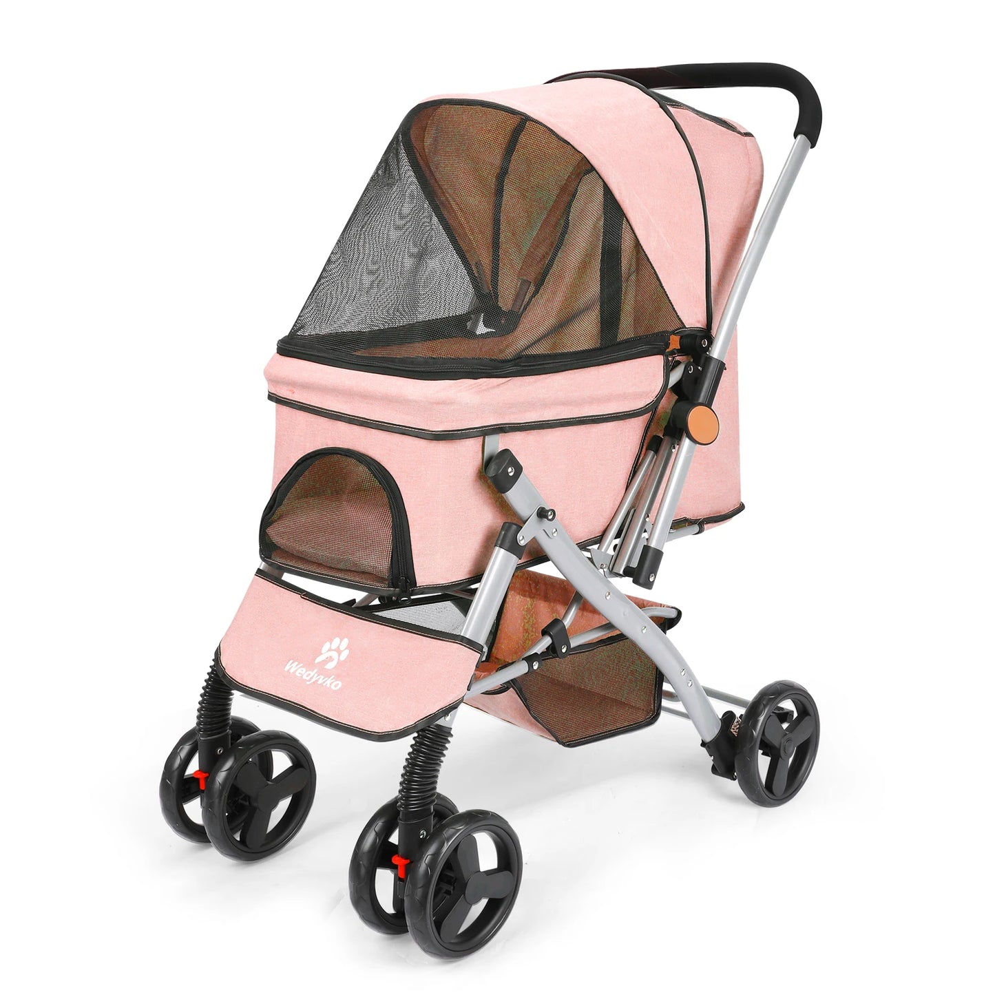 Foldable Cat Dog Stroller  Detachable  Easy Assembly Pet Travel Carrier W/Shock Absorption Folding Resistant to dirt