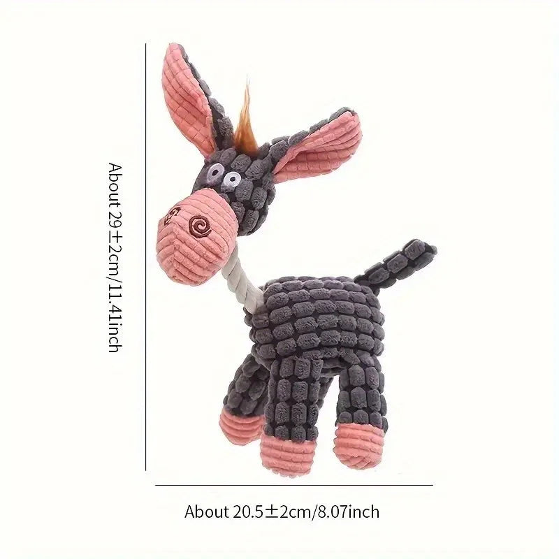 Plush Squeaky Puppy Chew Toys Interactive Teething Training Dog Toys for Small Dogs Cute Donkey Design