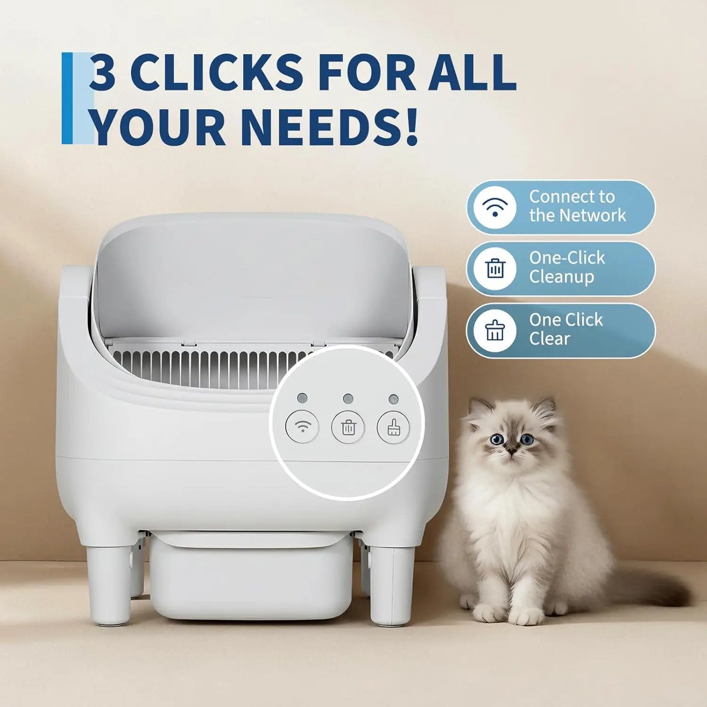 APP-Controlled Automatic Self-Cleaning Cat Litter Box,10.5L Odor-Free Waste Disposal, Pet Toilet for Cat Hygiene, Pet Products