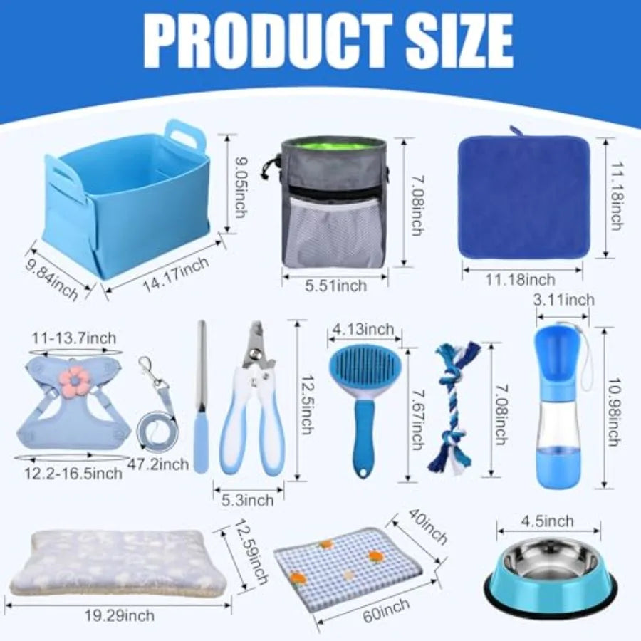 50 Pcs Puppy Supplies Starter Kit for Small Dogs Puppy Essentials Includes Leash Bowls Teeth Brushes Water Bottle and More Acce