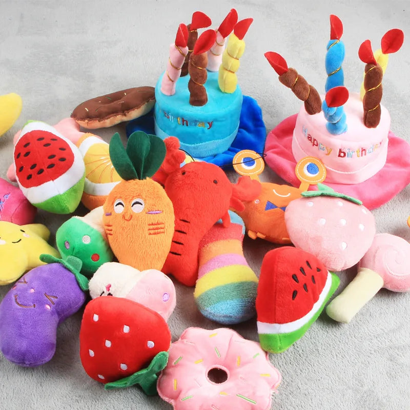 Pet Toys Plush Squeaky Toys Bite-Resistant Chew Toy for Dogs Puppy Training Toys Soft Banana Bone Vegetable and Fruit Pet Supplies