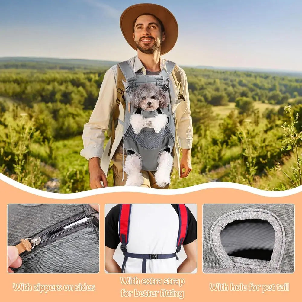 Pawsome Pet Backpack Carrier for Small to Medium Dogs with Legs out Airline Approved Travel Hiking Biking Ideal Pet Transport