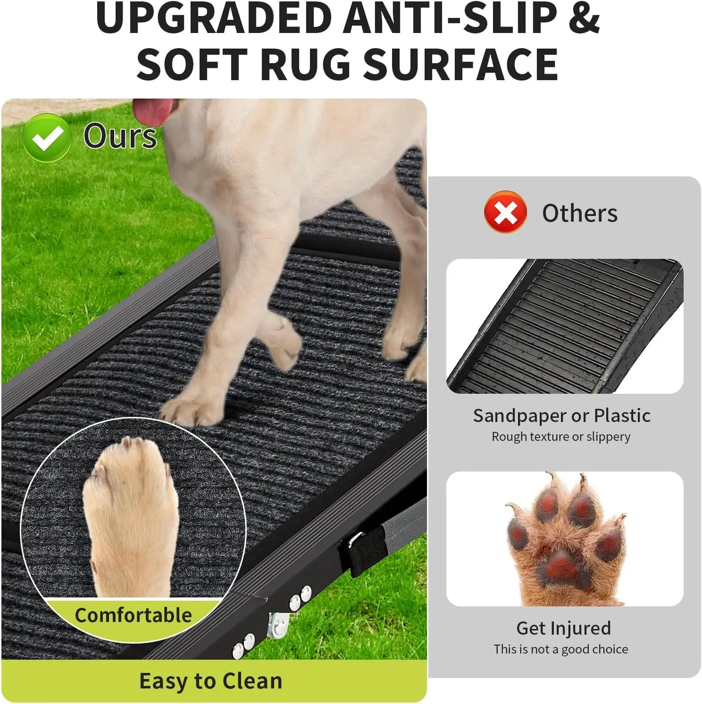 Dog Ramp for High Cars, Quad-Fold Non-Slip Ramp for Large Dogs & Seniors, Lightweight Portable Pet Ramp for SUV Truck Bed Couch