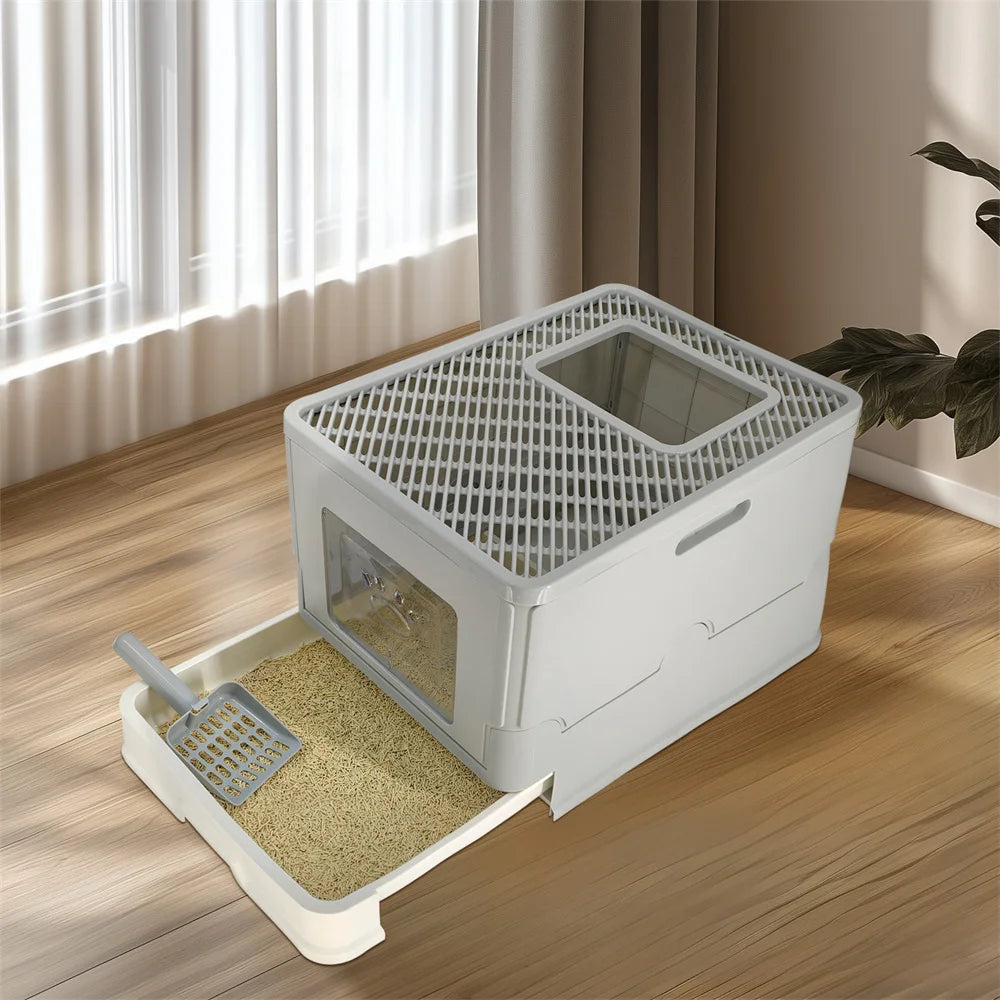 Large Cat Litter Box Kitty Sandbox Cat Litter Box Enclosed Splashproof Cat Tray Toilet Cleaning Basin Supplies Pet Toilet Tray