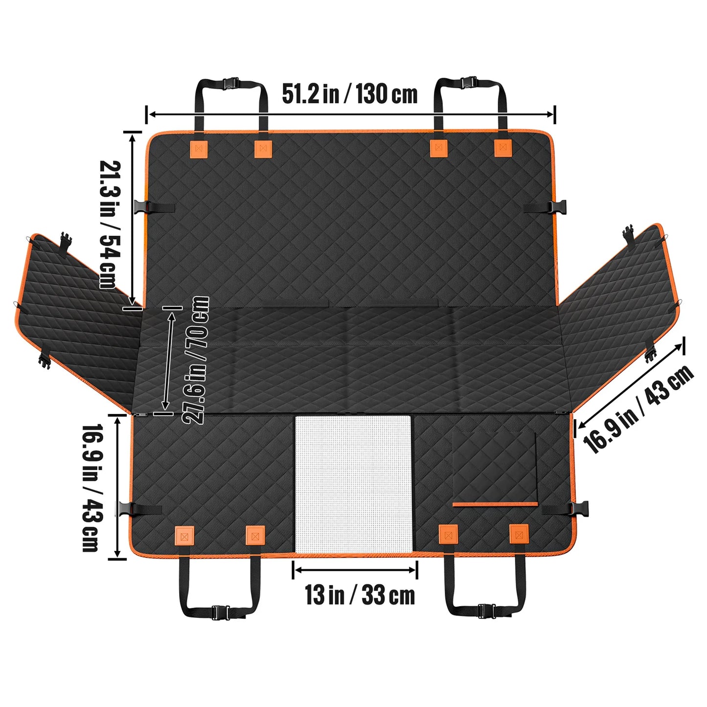 51.2/54 x 26.5/27.6 in Dog Car Seat Cover for Back Seat Waterproof 600D for SUV