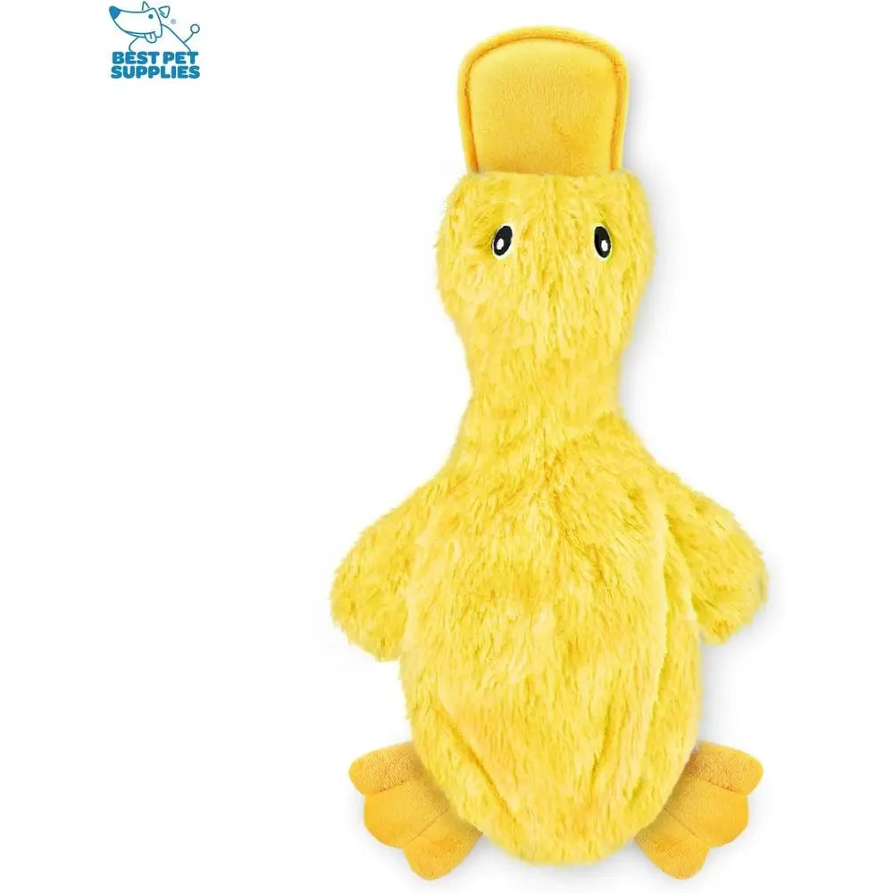 Interactive Squeaky Dog Chew Toy, Ideal for Small, Medium & Large Dogs, and Pet Lovers - Crinkle Duck (Yellow), Large