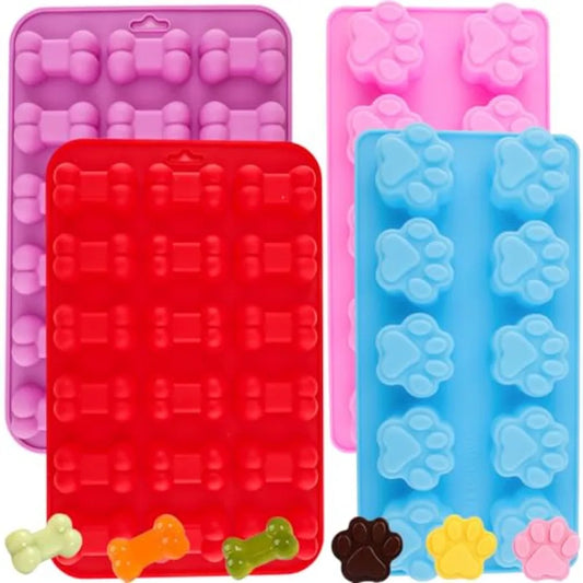 Puppy Dog Paw Bone Silicone Mold for Jelly Candy Chocolate Ice Cube Baking Mold to Make Dog Snack Biscuits in Multiple Colors a