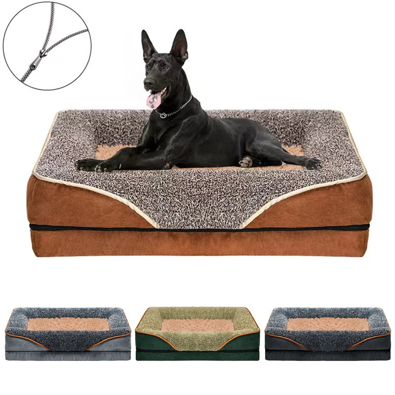 Oversized dog bed removable washable for all seasons, pet bed sofa, comfortable and soft cat sofa bed with raised edges,