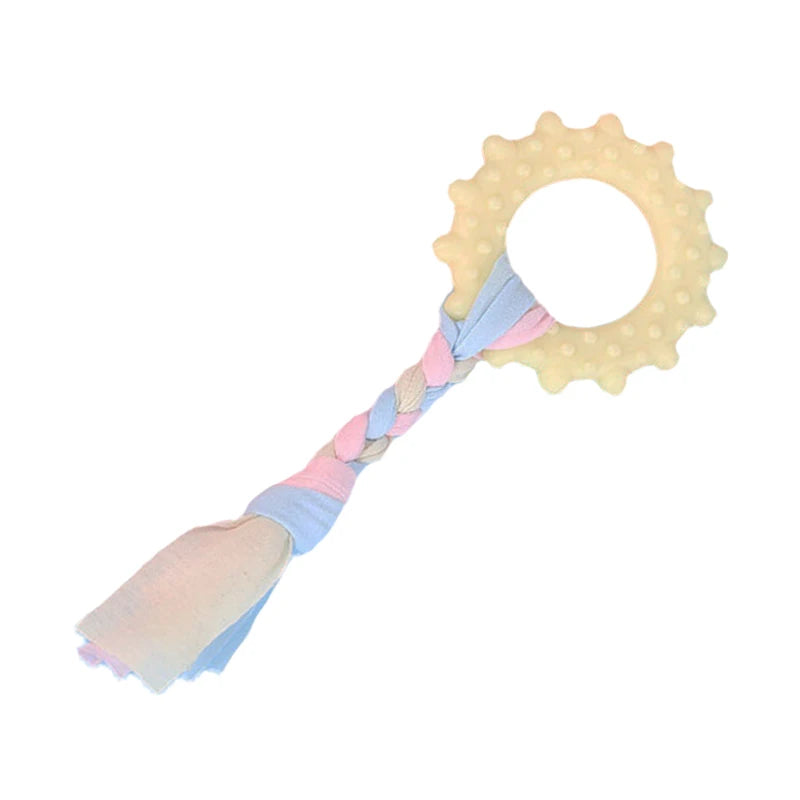 Soft Dog Chew Toys Pink Rubber Bone Toy Durable Molars Training Ball Toy Chihuahua Yorkie Interactive Treat Toys Pet Supplies