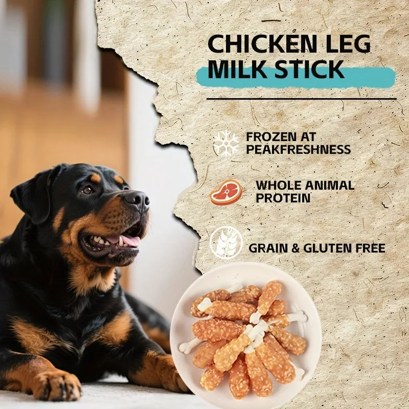 Chicken Milk Chews for Dogs, Chicken Dog Treats for Small Dogs, Medium Pets And Large Breeds, Dried Chicken Dog Treats, Healthy, High Protein, Easy to Digest, Long-lasting, Perfect Training Reward Snack for Puppy