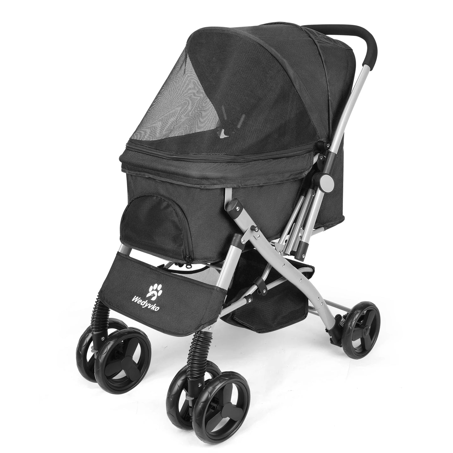Foldable Cat Dog Stroller  Detachable  Easy Assembly Pet Travel Carrier W/Shock Absorption Folding Resistant to dirt
