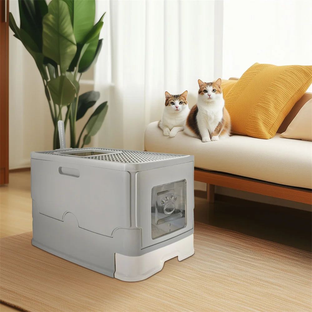 Large Cat Litter Box Kitty Sandbox Cat Litter Box Enclosed Splashproof Cat Tray Toilet Cleaning Basin Supplies Pet Toilet Tray