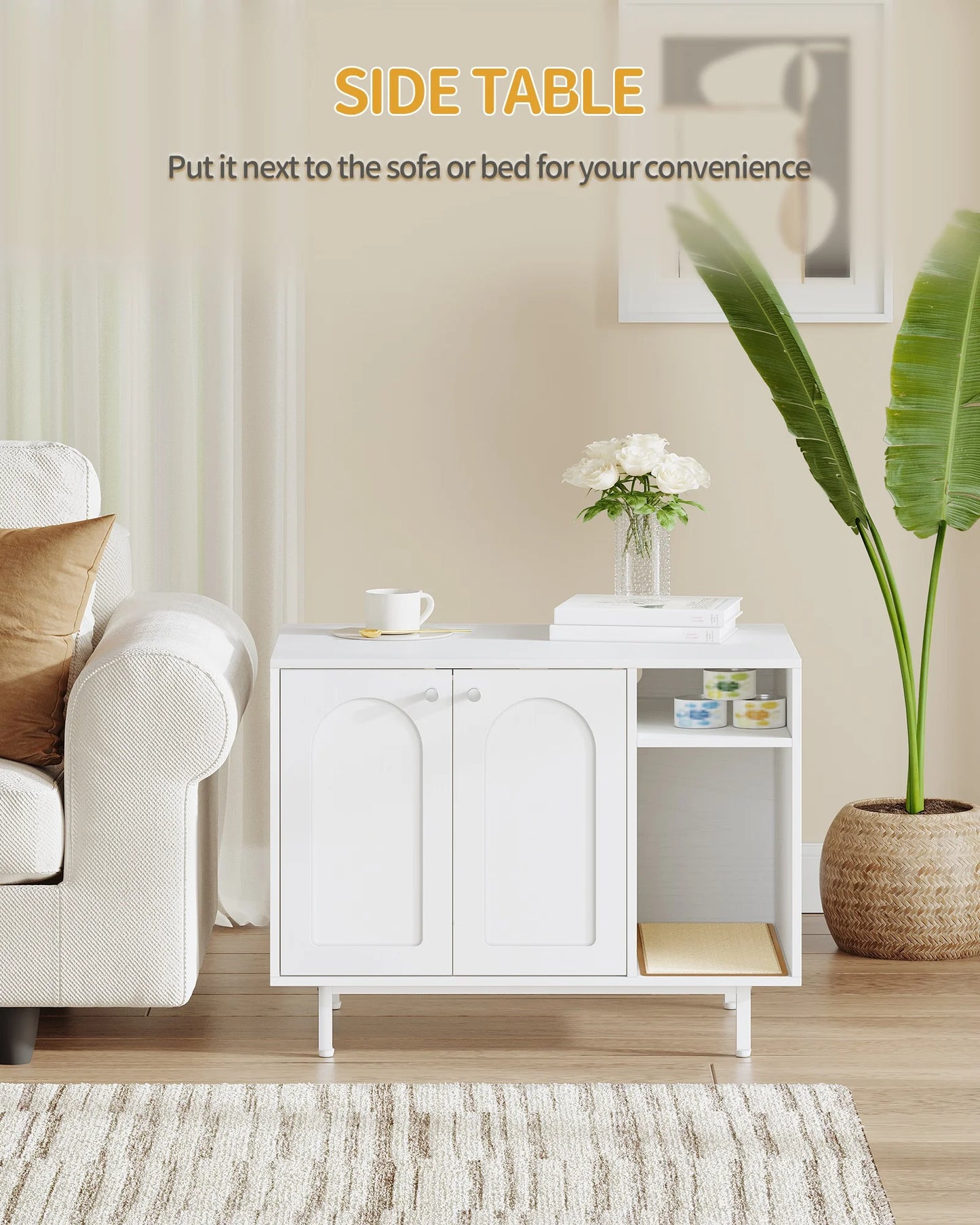 Cat Litter Box Enclosure, Hidden Litter Box Furniture, Wooden Pet House Side End Table, Fit Most Cat and Litter Box