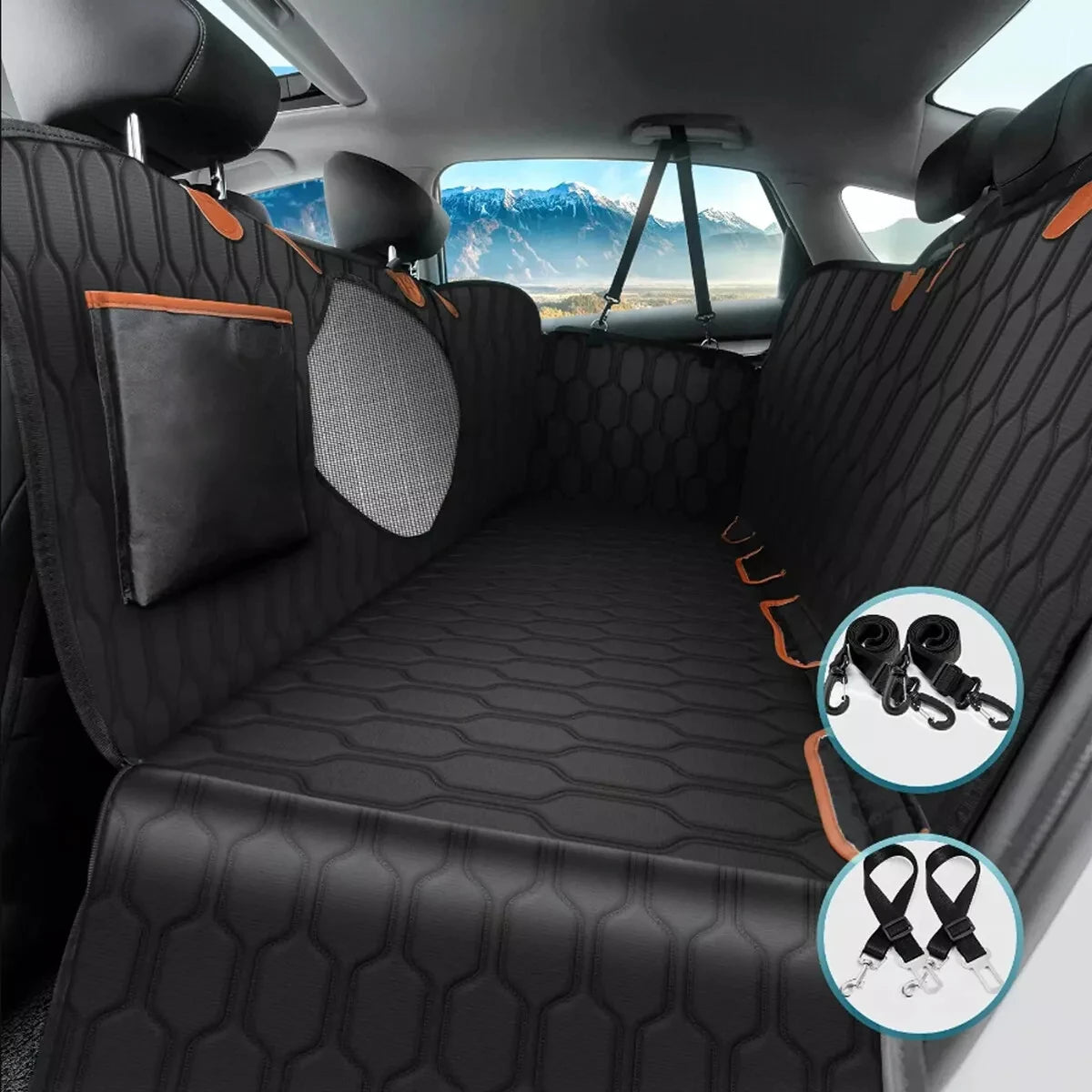Car Dog Seat Cover for Back Seat Waterproof, Rear Pet Seat Protector Mat Nonslip