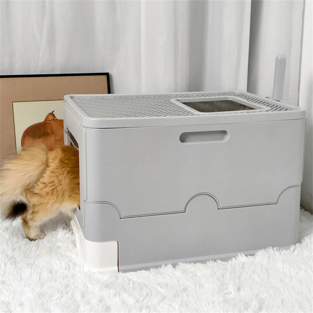 Large Cat Litter Box Kitty Sandbox Cat Litter Box Enclosed Splashproof Cat Tray Toilet Cleaning Basin Supplies Pet Toilet Tray