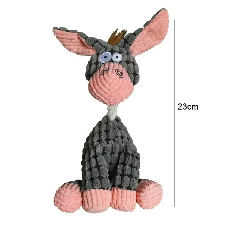 Plush Squeaky Puppy Chew Toys Interactive Teething Training Dog Toys for Small Dogs Cute Donkey Design
