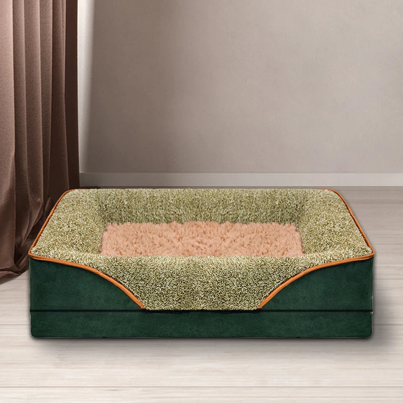 Oversized dog bed removable washable for all seasons, pet bed sofa, comfortable and soft cat sofa bed with raised edges,