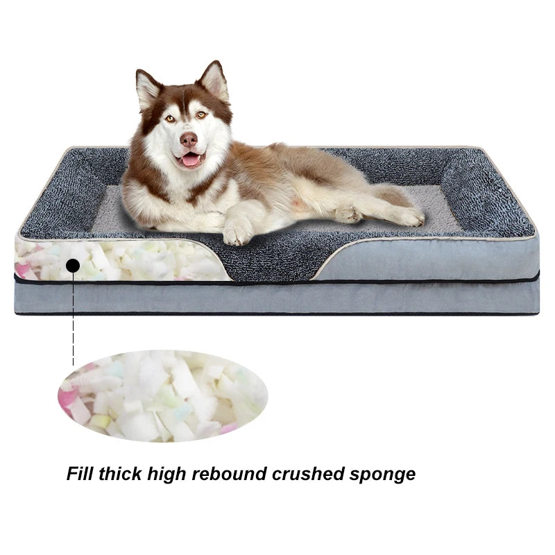 Oversized dog bed removable washable for all seasons, pet bed sofa, comfortable and soft cat sofa bed with raised edges,