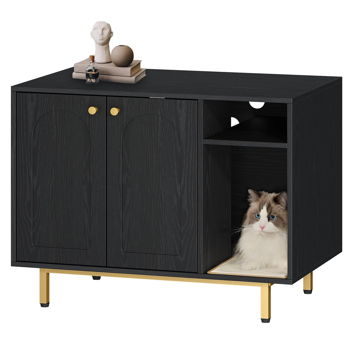 Cat Litter Box Enclosure, Hidden Litter Box Furniture, Wooden Pet House Side End Table, Fit Most Cat and Litter Box