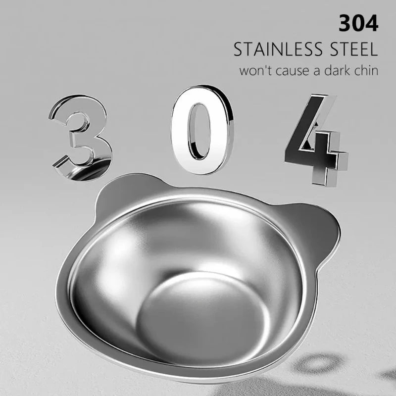 Stainless Steel Raised Cat Bowl with 15° Elevated Design Tilted Neck Guard Healthy Feeding Shatterproof for Cats Puppies