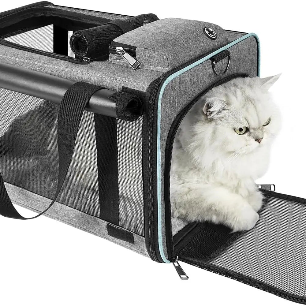 Cat Carrier American, United, Delta Airline Approved/Soft-Sided Pet Travel Bag for Medium Cat 15+ lbs Small Dog Traveling Crate