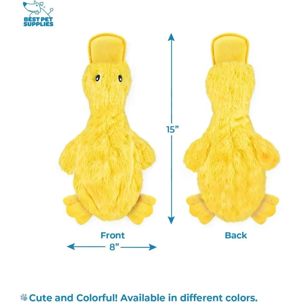 Interactive Squeaky Dog Chew Toy, Ideal for Small, Medium & Large Dogs, and Pet Lovers - Crinkle Duck (Yellow), Large