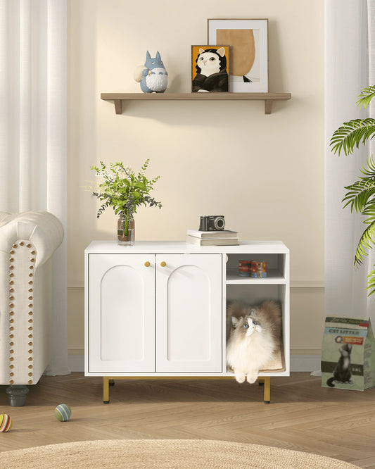Cat Litter Box Enclosure, Hidden Litter Box Furniture, Wooden Pet House Side End Table, Fit Most Cat and Litter Box