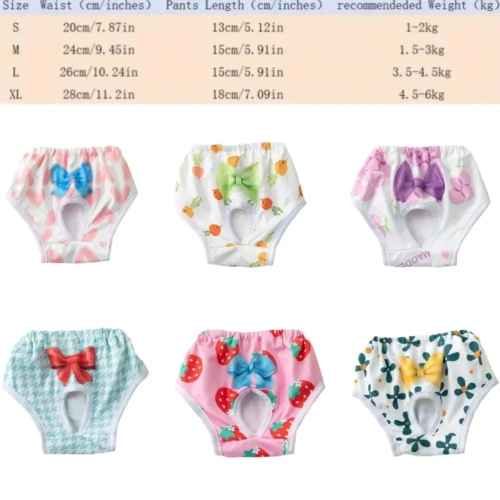 Washable Dog Physiological Pants Cartoon Print Leakproof Dog Menstrual Pants Breathable Cute Pet Diaper Portable Pet Supplies