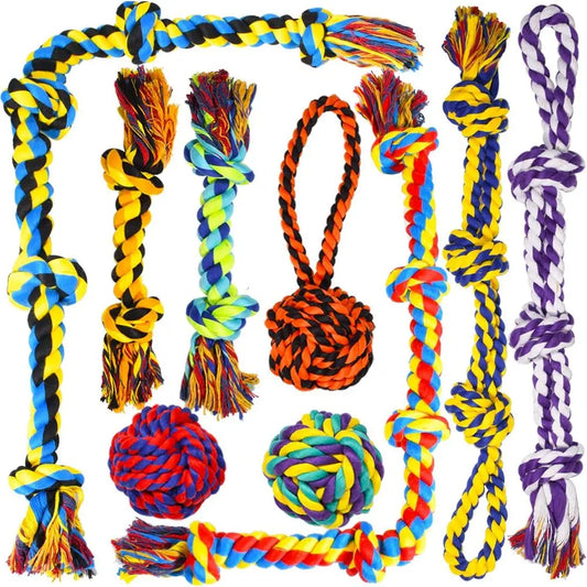 Large Tough Chew Toys for Aggressive Chewers Large Breed, Heavy Duty Dental Rope Toys Kit for Medium Dogs, 5 Knots Indestructibl