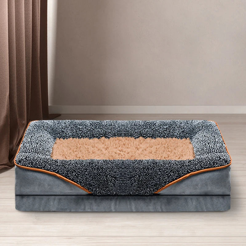 Oversized dog bed removable washable for all seasons, pet bed sofa, comfortable and soft cat sofa bed with raised edges,