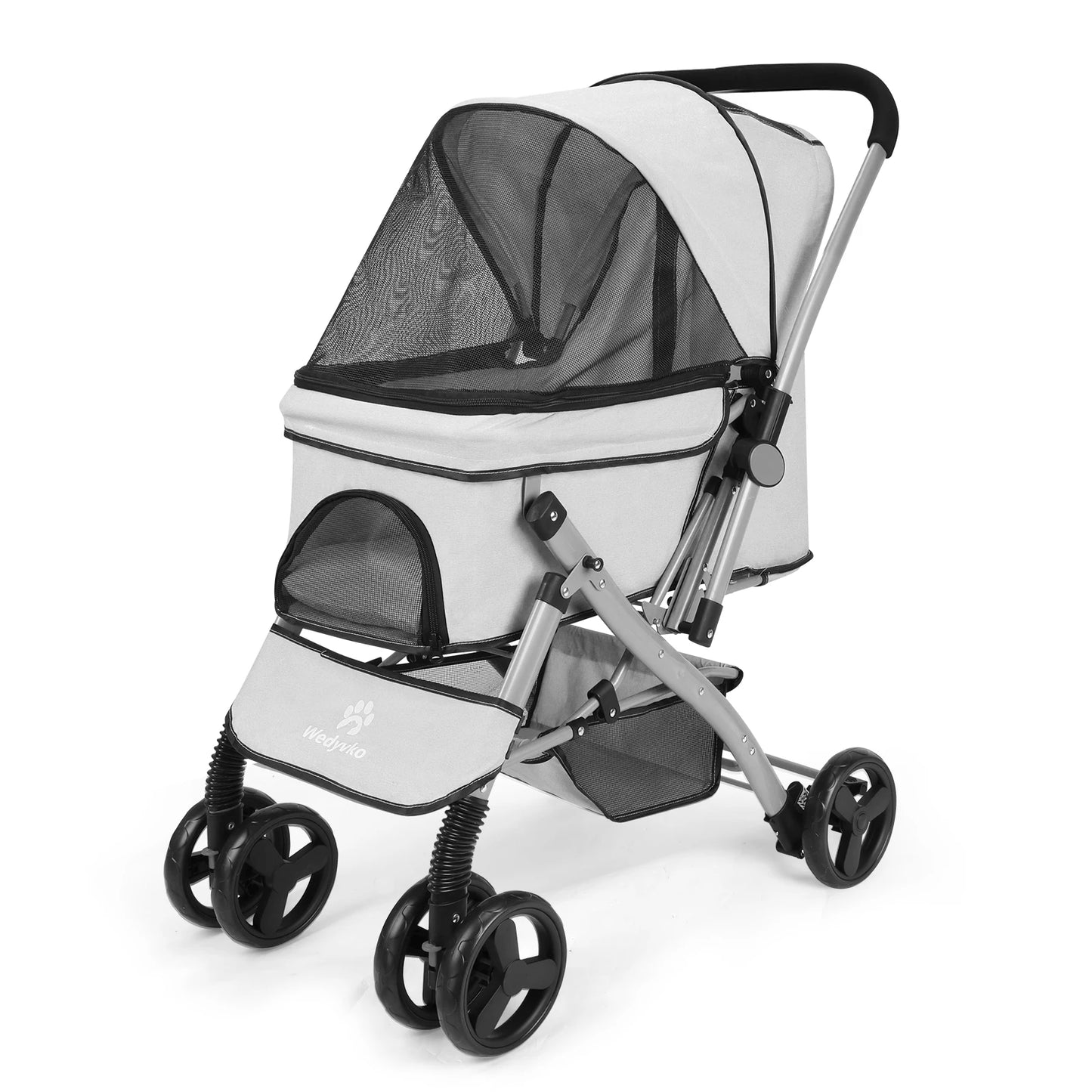 Foldable Cat Dog Stroller  Detachable  Easy Assembly Pet Travel Carrier W/Shock Absorption Folding Resistant to dirt