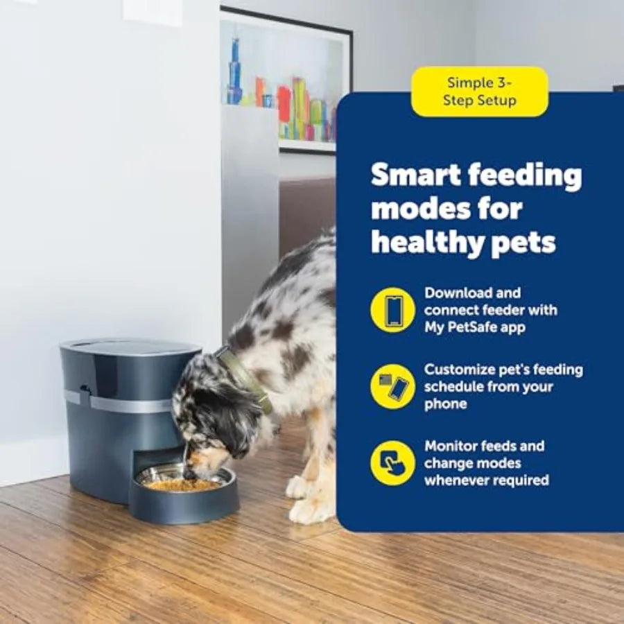 Electronic Pet Feeder for Cats and Dogs, 6L/24 Cup Capacity, Programmable Mealtimes, Alexa, Apple and Android Compatible, Backu