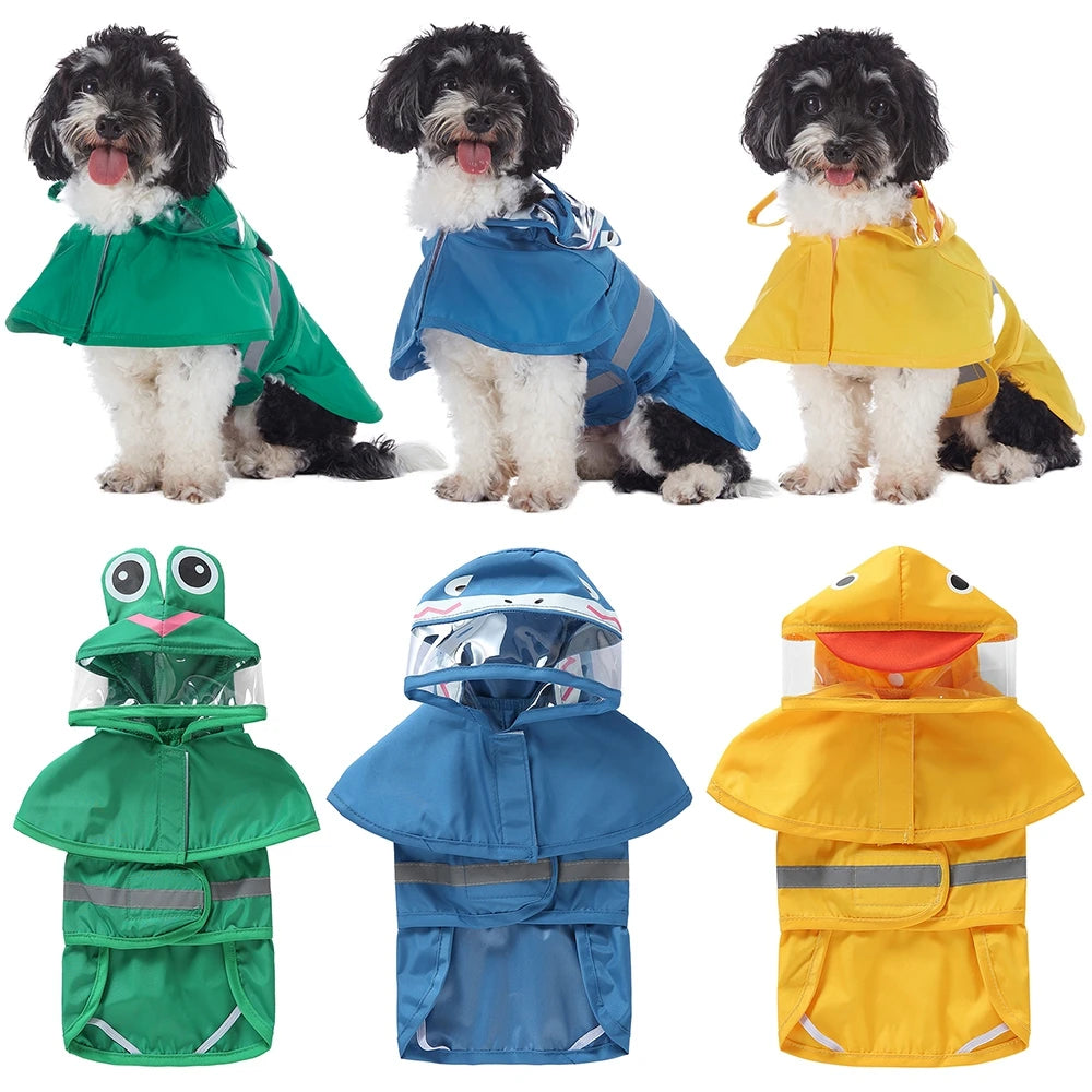 Reflective Pet Dog Raincoat Cute Animal Raincoat Pet Hooded Waterproof Jacket Clothes Dog Clothes for Big Dogs