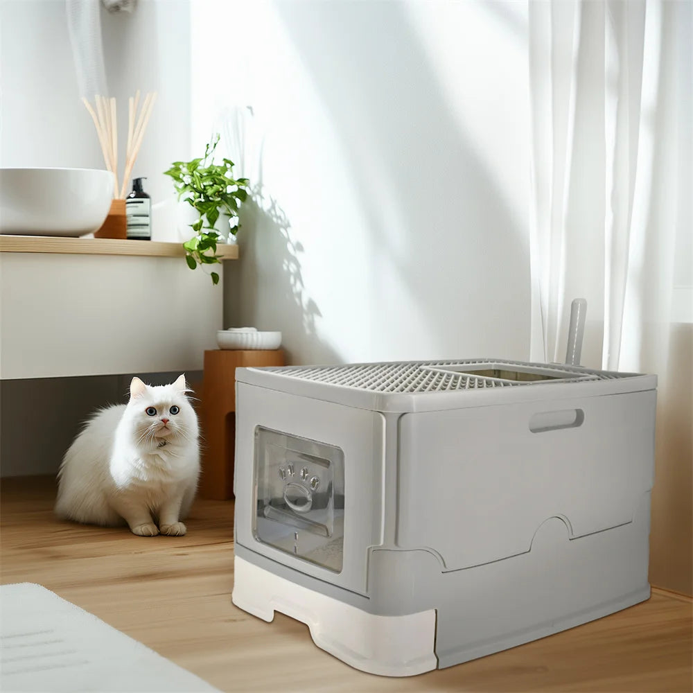Large Cat Litter Box Kitty Sandbox Cat Litter Box Enclosed Splashproof Cat Tray Toilet Cleaning Basin Supplies Pet Toilet Tray