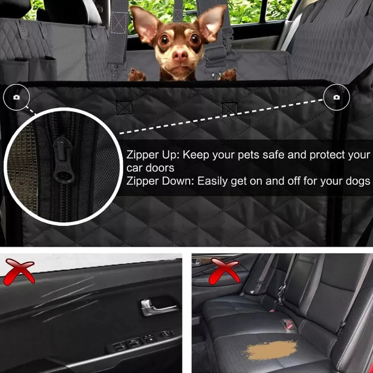Car Dog Seat Cover for Back Seat Waterproof, Rear Pet Seat Protector Mat Nonslip