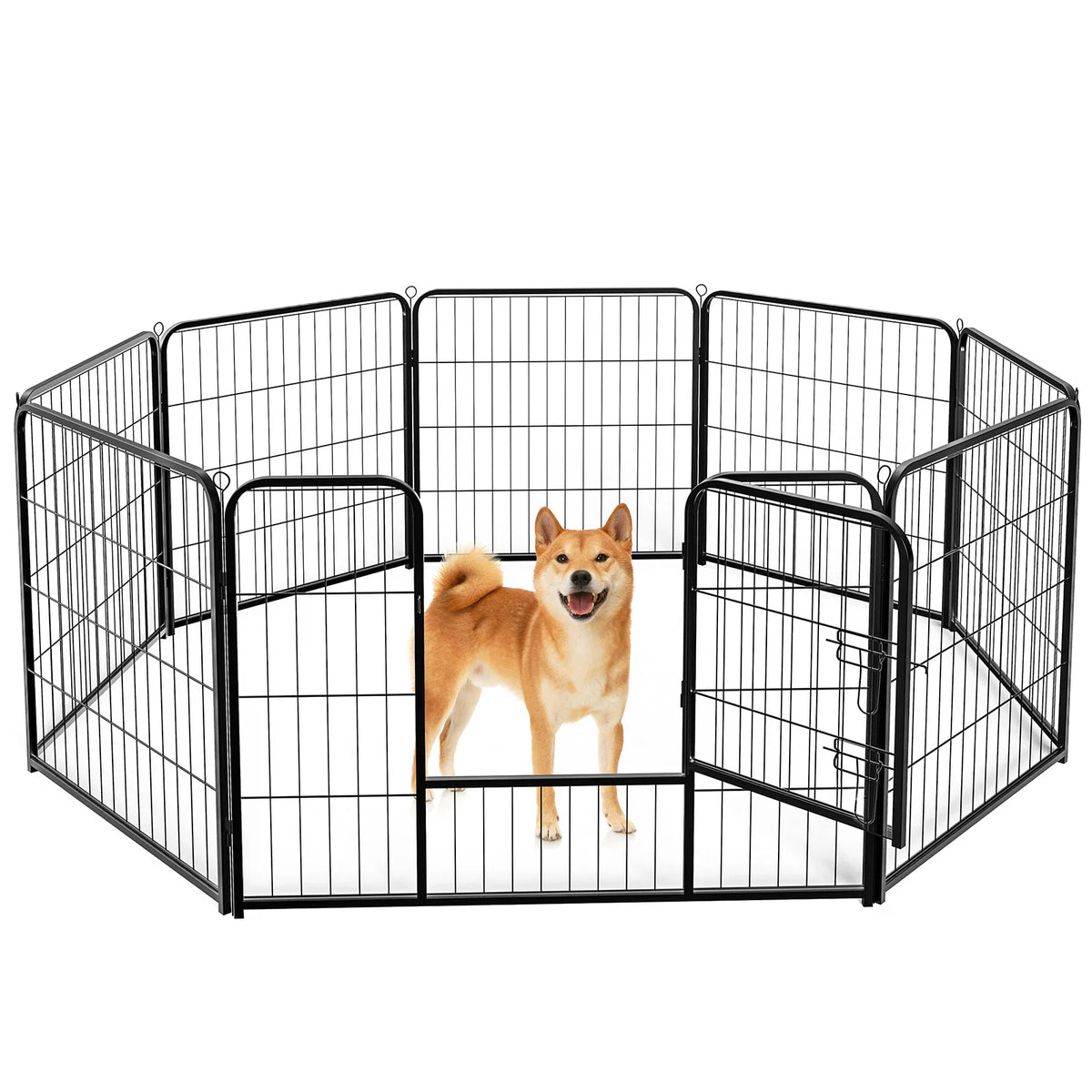 Metal 8 Panels Dog Playpen Pet Fence 24 Inch to 32 Inch Foldable Large Dog Puppy Exercise for Yard Gate Camping Outdoor