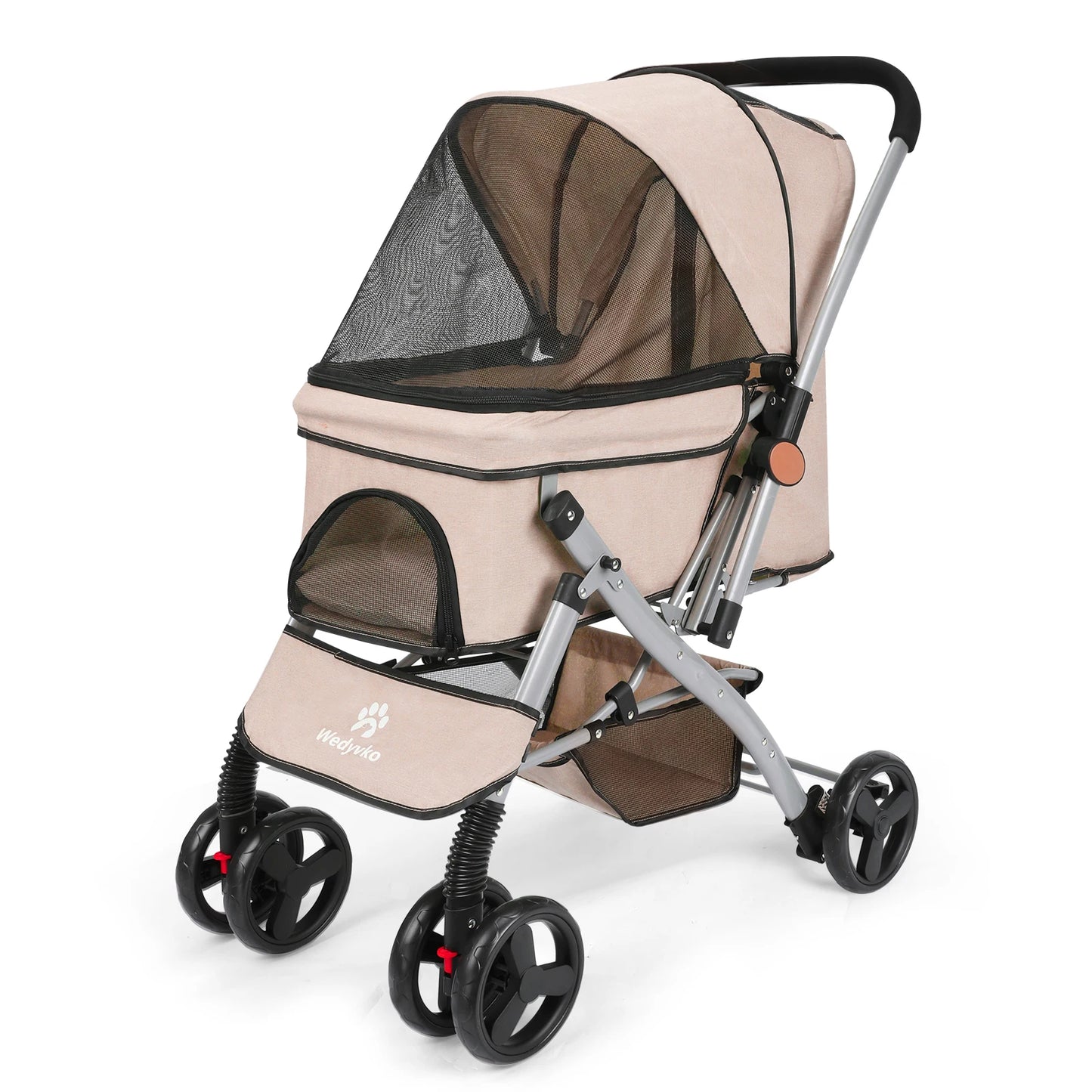 Foldable Cat Dog Stroller  Detachable  Easy Assembly Pet Travel Carrier W/Shock Absorption Folding Resistant to dirt