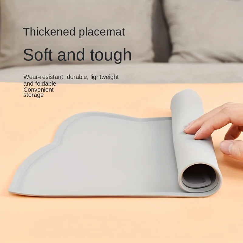Pet Feeding Mat For Dogs & Cats, Thin Silicone Waterproof Cat Food Mat Cat Bowl Mat With Raised Edge, Cat Placemat