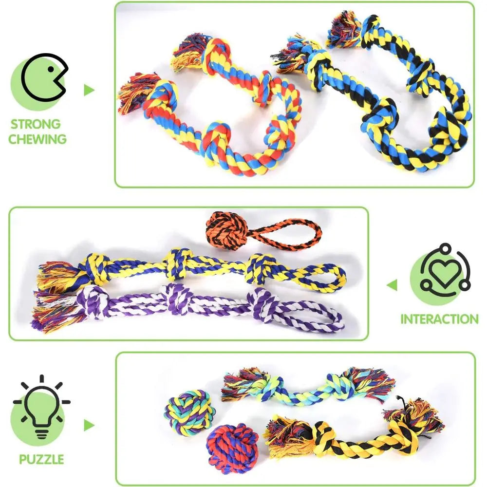 Large Tough Chew Toys for Aggressive Chewers Large Breed, Heavy Duty Dental Rope Toys Kit for Medium Dogs, 5 Knots Indestructibl