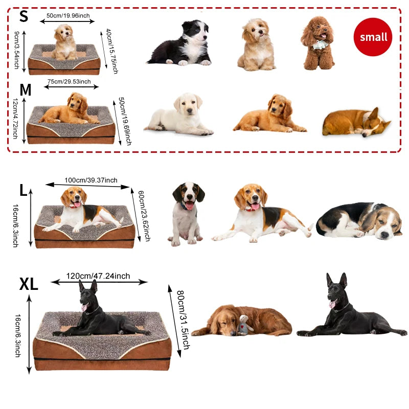 Oversized dog bed removable washable for all seasons, pet bed sofa, comfortable and soft cat sofa bed with raised edges,