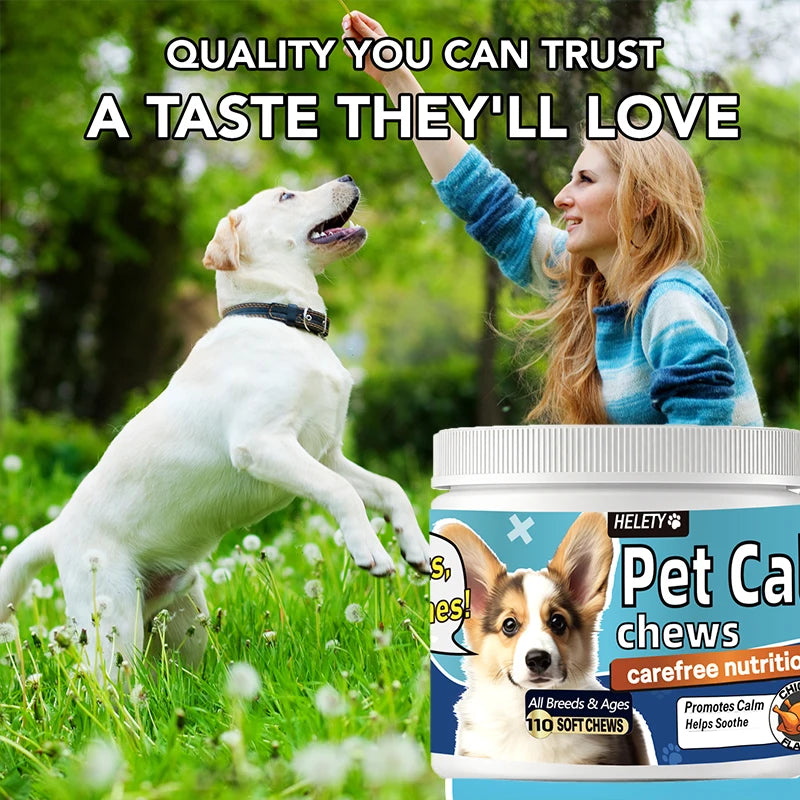 Calming Chews for Dogs with Melatonin -  Puppy & Large Pet Treats - Composure Calming Chews for Stress & Relaxation, 110 Count