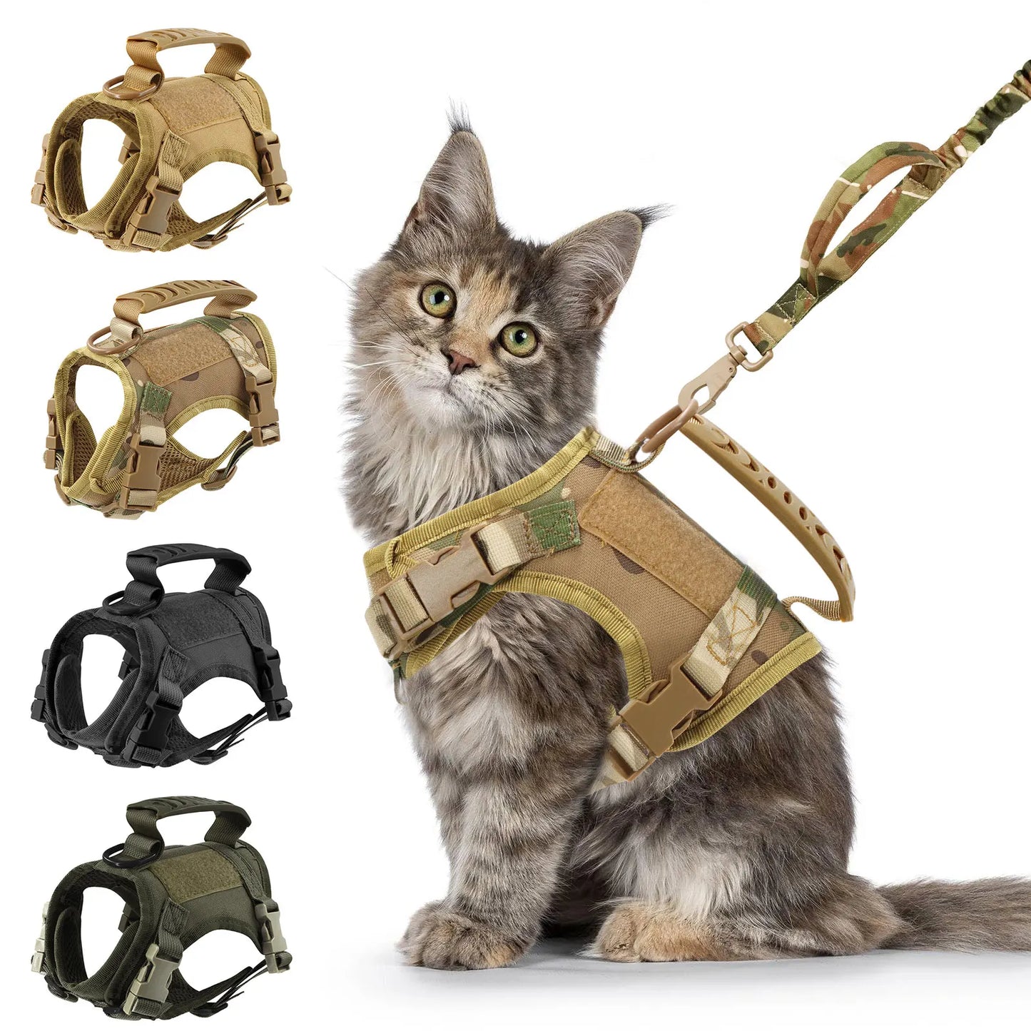 Tactical Cat Harness And Leashes For  Small Dog or Cats, Vest Straps with Handle Harnesses Training Adjustable