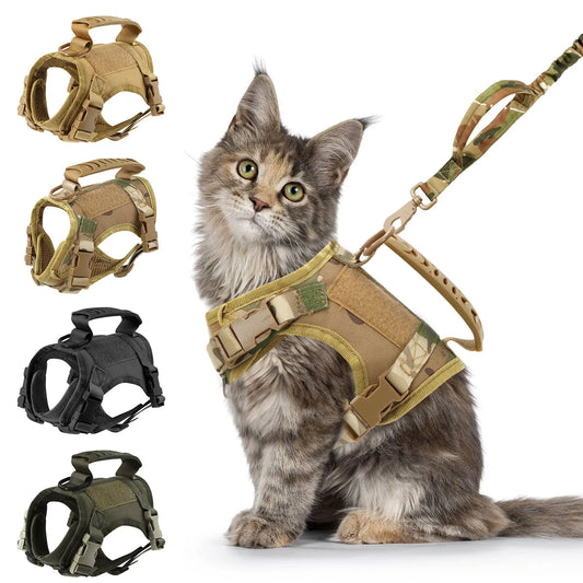 Tactical Cat Harness And Leashes For  Small Dog or Cats, Vest Straps with Handle Harnesses Training Adjustable