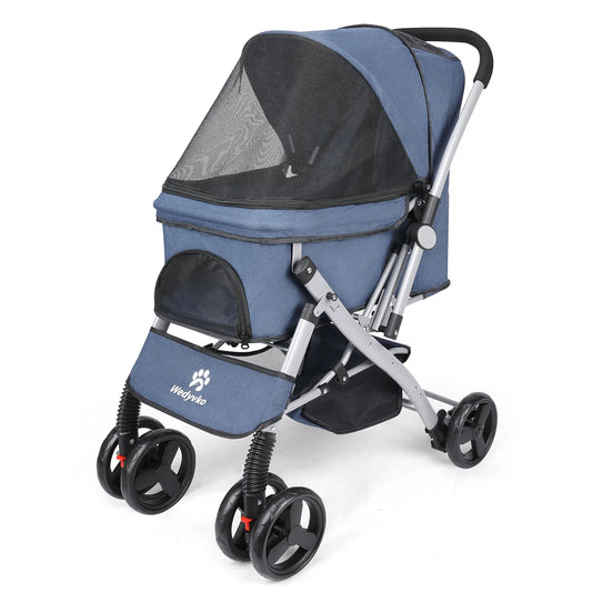Foldable Cat Dog Stroller  Detachable  Easy Assembly Pet Travel Carrier W/Shock Absorption Folding Resistant to dirt