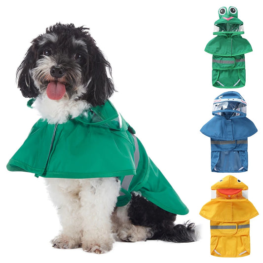 Reflective Pet Dog Raincoat Cute Animal Raincoat Pet Hooded Waterproof Jacket Clothes Dog Clothes for Big Dogs