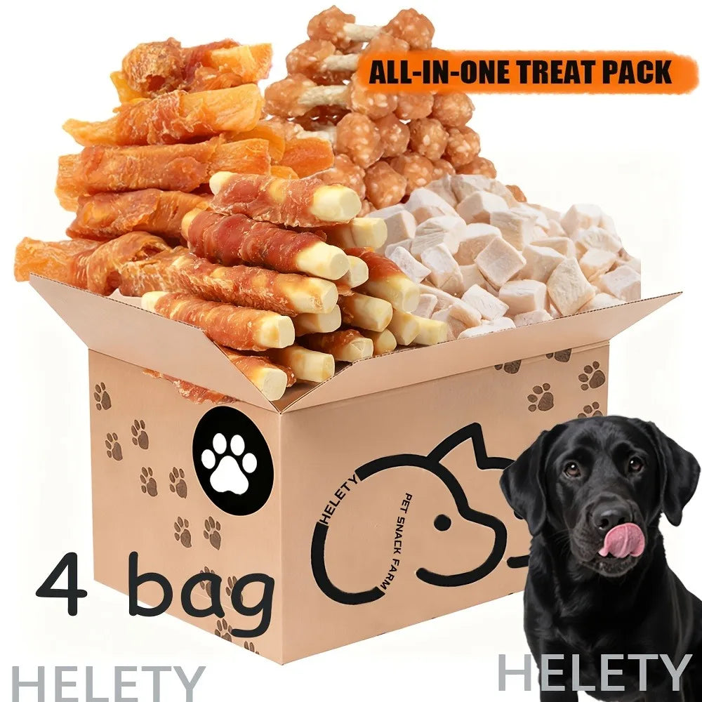 Dog Treats Assorted Pack – High-Protein Dried Chicken & Duck, Freeze-Dried Egg Yolk, Natural & Healthy Training Treats Specifically Designed for Puppies and Dogs, Grain-Free, Soft Chew Rewards, Suitable for Small, Medium, a