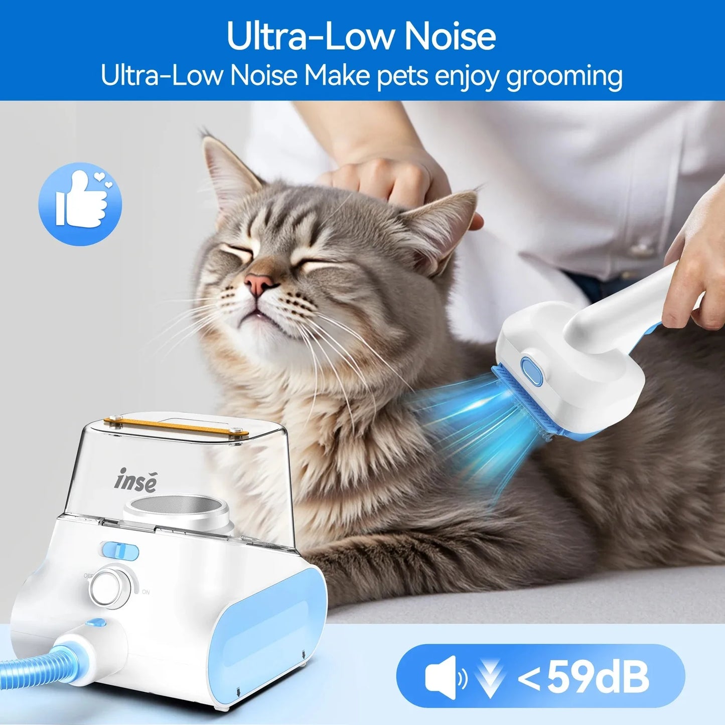 P30 Dog Grooming Vacuum Ultra-Low Noise Pet Grooming Kits with 4.5L Large Capacity Dust Box Pet Clipper for Pet Hair Clean